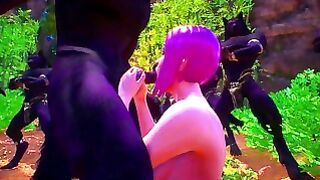 Furry Flock Werewolves Blowjob In Front Of Spectators