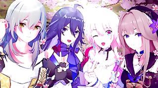 Trailblazer, Seele, March & Herta Fucked Until Creampie Honkai Star Rail Hentai Compilation