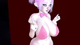 Sexy Pink Haired Girl Shaking Her Boobs 3D Porn