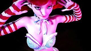 Red Head Girl With Pigtails Dancing : 3D Hentai