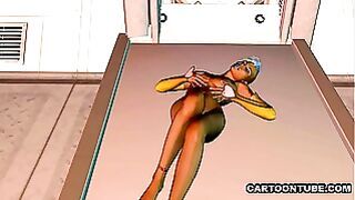 3D Emo Babe Finger Fucking And Dildoing Her Pussy