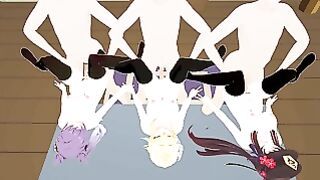 MMD Genshin Impact Hutao Lumine Keqing Missionary Position