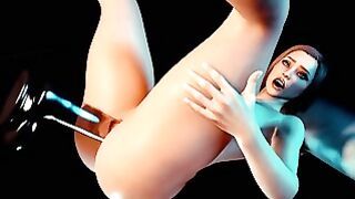 Busty Girl Has Anal Glass Dildo 3D Porn