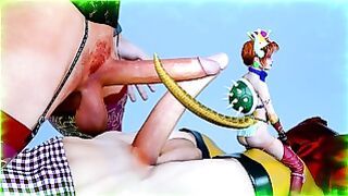 3D Cartoon Kawaii Bowsette E6 Double Barrel Tail Ass Job Frottage Friendly Fire Reacharound Mmf