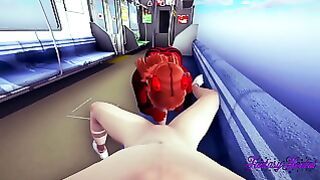 Evangelion Hentai 3D – Shinji Handjob Blowjob And Fucks Asuka In A Train – Anime Manga Japanese Porn