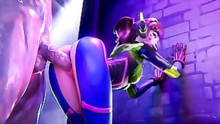 D.va Assjob And Fucked Doggystyle In Alley