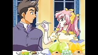 Horny hentai babe rides dick
