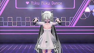 Hatsune Miku Cynical Night Plan Undress Dance Hentai Small Tits MMD 3D White Hair &lpar;CLIP&rpar;