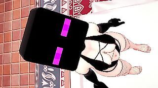 Girlfriend uses Enderman mask to play &lpar;3D hentai&rpar;