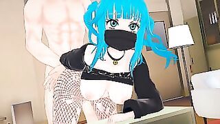Busty hentai anime goth girl gets fucked hard