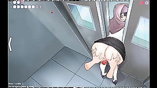 Tsundere Milfin &lbrack; HENTAI Game PornPlay &rsqb; Ep&period;2 licking my boss ass in the elevator
