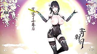 Aether Gazer Ying Zhao Hentai Undress Dance Big Boobs Bouncing MMD 3D Yellow Hand Fan (CLIP)