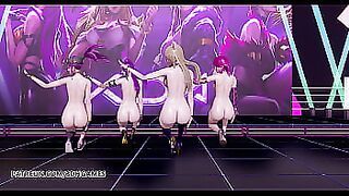 &lbrack;MMD&rsqb; GirlsDay - Something Nude Kpop Dance Ahri Akali Kaisa Evelynn League of Legends KDA Uncensored Hentai Cosplay Cartoon