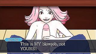 Maya's Mission (Ace Attorney H-Game) ENF CMNF MMD: April May after being seen naked with the X-ray Vision, decides to give Phoenix Wright an epochal blowjob in the studio with her giant tits |