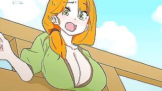 Alex got stuck in the fence, but Steve couldn't get past! Minecraft,Hentai,Cartoon,Parody !