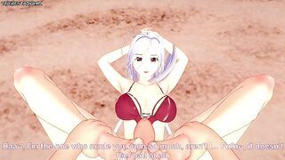 Akashiya Moka Gives You a Footjob At The Beach! Rosario + Vampire Feet POV