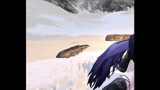 GF fucks you in the snow until you creampie her ass