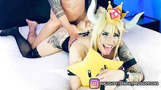 BAD BOWSETTE Ahegao Cosplay Hentai Girl PMV (Sloppy Blowjob, Rough Sex, Nylon Feet, Footjob, Facial)