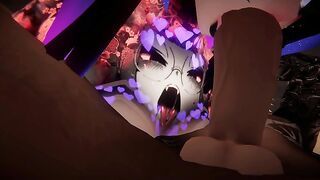 Ahegao Tattooed Gothic Mommy gives face fuck on Midnight Rooftop