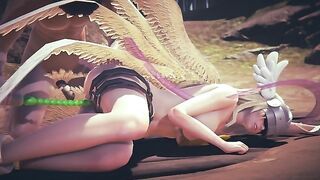 Angewomon takes anal beads | Digimon Hentai Parody