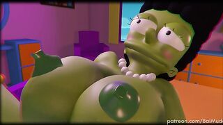 Witch MILF puts a spell on her fat husband and fucks him on Halloween - Simpsons