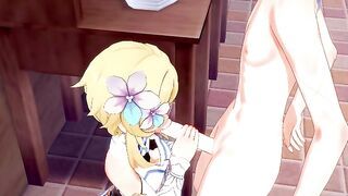 Genshin Impact Hentai - Lumine Handjob and Blowjob to Razor