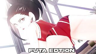 Futa Momo Yoayorozou from My Hero Academia x Caulifla from dragon ball /CREAMPIES - HENTAI