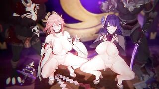 Genshin Impact - Raiden & Miko Orgy Voiced Version