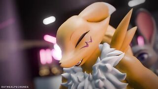 Furry milf Renamon and Judy Hopps fuck hard in da club