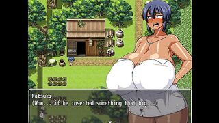 Tanned Girl Natsuki [ HENTAI Game ] Ep.12 he is masturbating his huge BBC outside !
