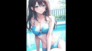 ASMR Sloppy Blobjob and Manga Girls in Bikinis