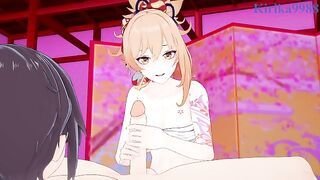 Yoimiya and I have intense sex in the bedroom. - Genshin Impact Hentai