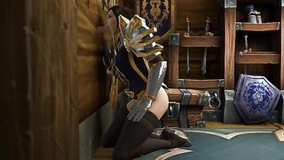 Captain Ashtinn sucks her crews' dicks at the gloryhole