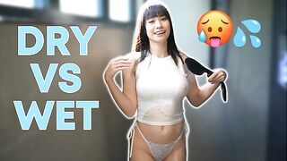 How See Through is It? [4K} Wet vs Dry Transparent T-shirt and Panties Try on Haul with Elixir Elf