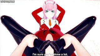 Zero Two from Darling in the Franxx Gives You A Footjob Hentai POV
