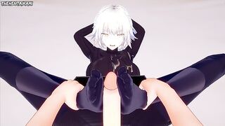 Jeanne d'Arc from Fate Gives You A Footjob Hentai POV