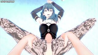 Byleth from Fire Emblem Three Houses Gives You A Footjob Hentai POV