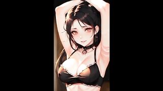 AI Anime brunette girl beautiful dancing in bikini