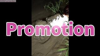 Japanese office lady playing in the mud, very messy