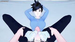 Tracer from Overwatch Gives You A Footjob Hentai POV