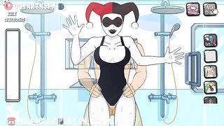 Classic Harley Quinn Fucked In The Shower Against The Glass - Hole House Game