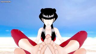 Mai from Avatar Gives You A Footjob At The Beach Hentai POV