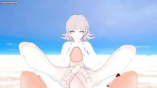 Chiaki Nanami from Danganronpa Gives You A Footjob At The Beach Hentai POV
