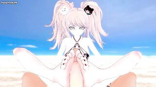 Junko Enoshima from Danganronpa Gives You A Footjob At The Beach Hentai POV