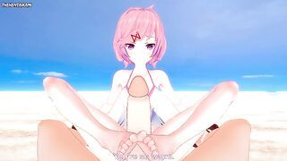 Natsuki from Doki Doki Literature Club Gives You A Footjob At The Beach Hentai POV