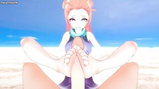 Zoe from League of Legends Gives You A Footjob At The Beach Hentai POV