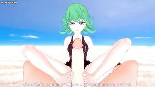Tatsumaki from One Punch Man Gives You A Footjob At The Beach Hentai POV