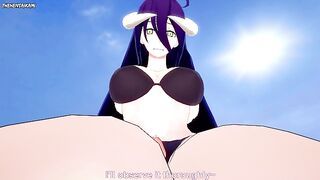 Albedo from Overlord Gives You A Footjob At The Beach Hentai POV