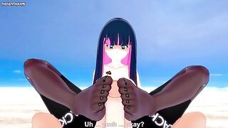 Stocking Anarchy from Panty and Stocking Gives You A Footjob At The Beach Hentai POV