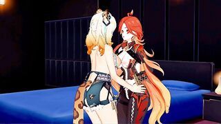 xilonen x mavuika  fingering and boob grabbing (Genshin Yuri hentai)